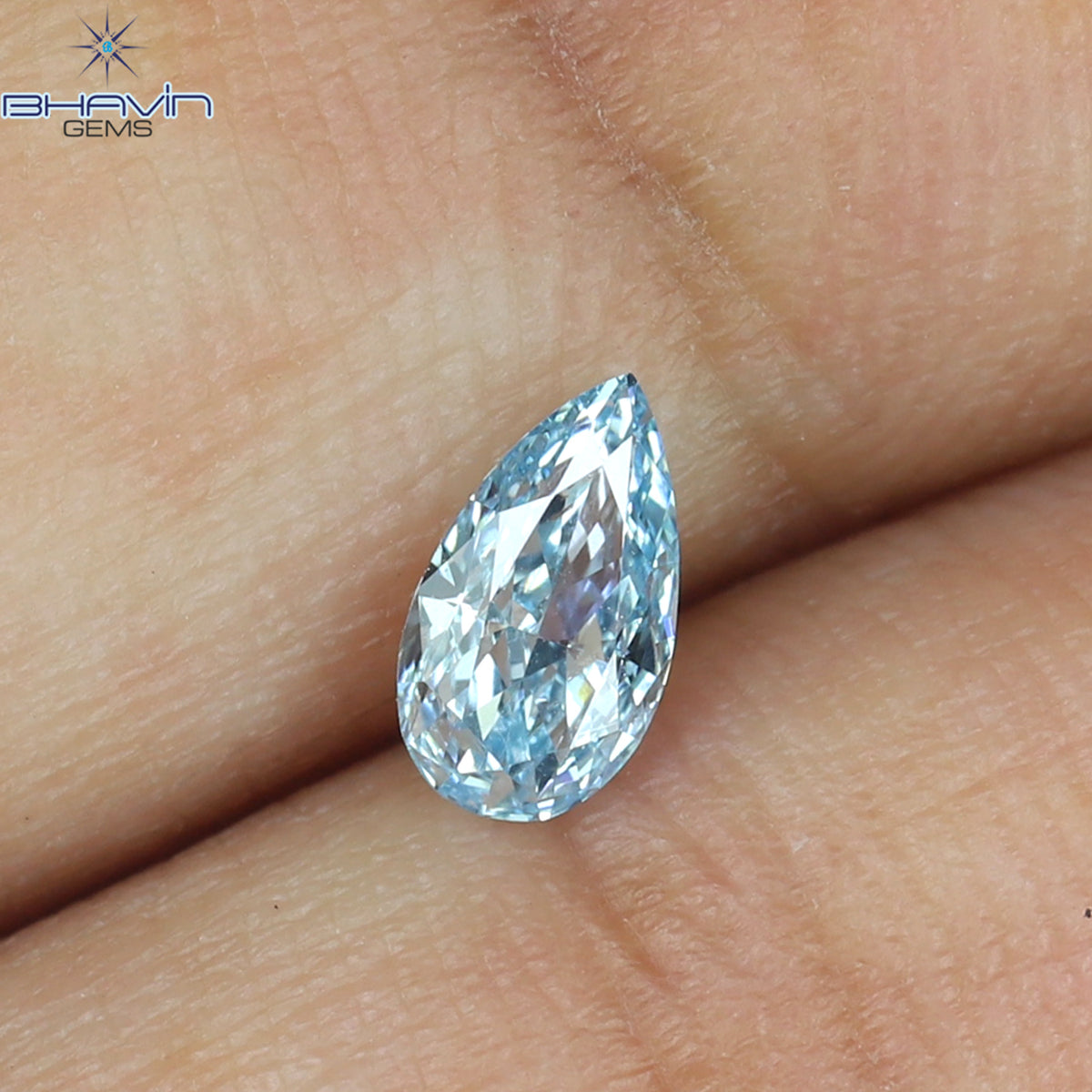 0.28 CT Natural Pear Diamond Enhanced Greenish Blue Color Clarity VS1 (5.79 MM)