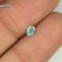 0.37 CT オーバル シェイプ ナチュラル ダイヤモンド グリーンがかったブルー カラー SI1 クラリティ (5.36 MM)