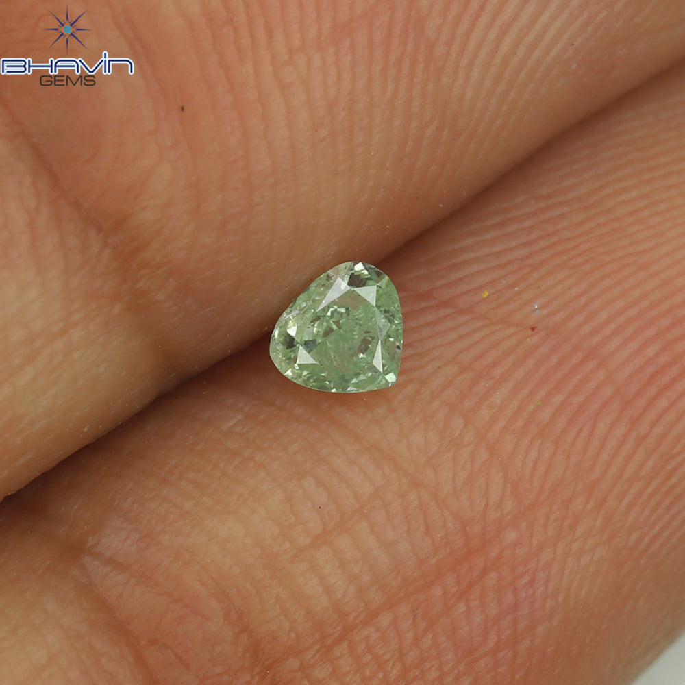 0.14 CT Heart Shape Natural Diamond Greenish Yellow Color SI2 Clarity (3.97 MM)
