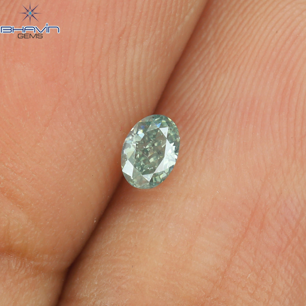 0.18 CT Oval Shape Natural Diamond Bluish Green Color VS2 Clarity (3.87 MM)