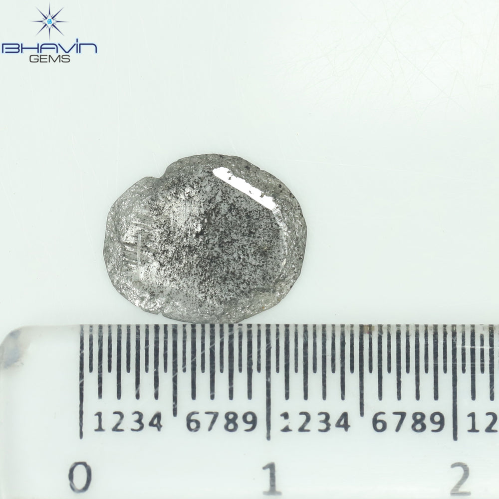 0.92 CT スライス形状 天然ダイヤモンド ソルト アンド ペッパー カラー I3 クラリティ (10.75 MM)