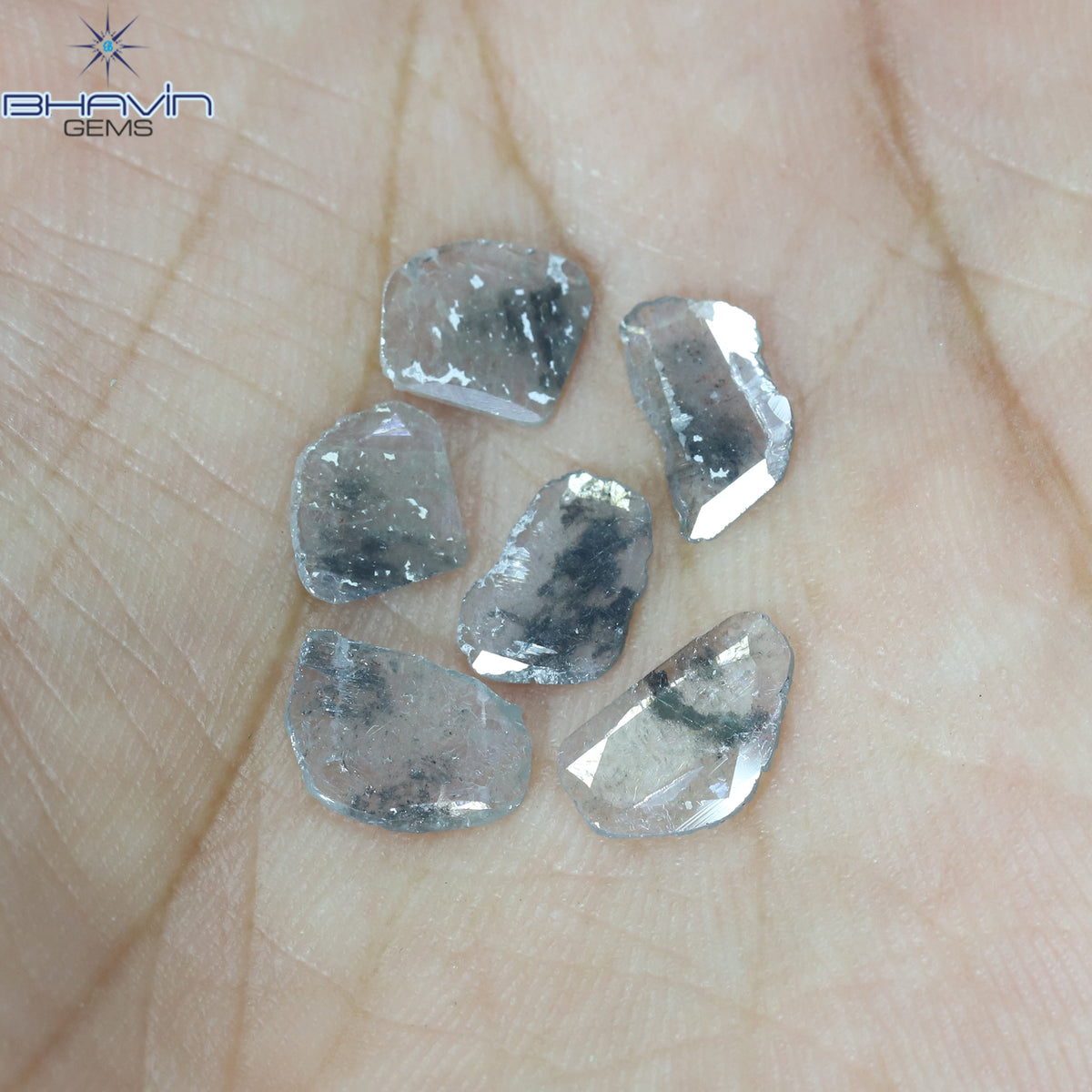 2.48 CT (6 Pcs) Slice Natural Diamond Salt And Pepper Color Clarity I3 (9.15 MM)