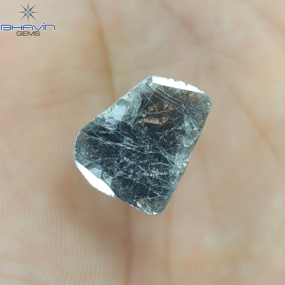 3.73 CT Natural Slice Diamond Salt And Pepper Color Clarity I3 (16.50 MM)