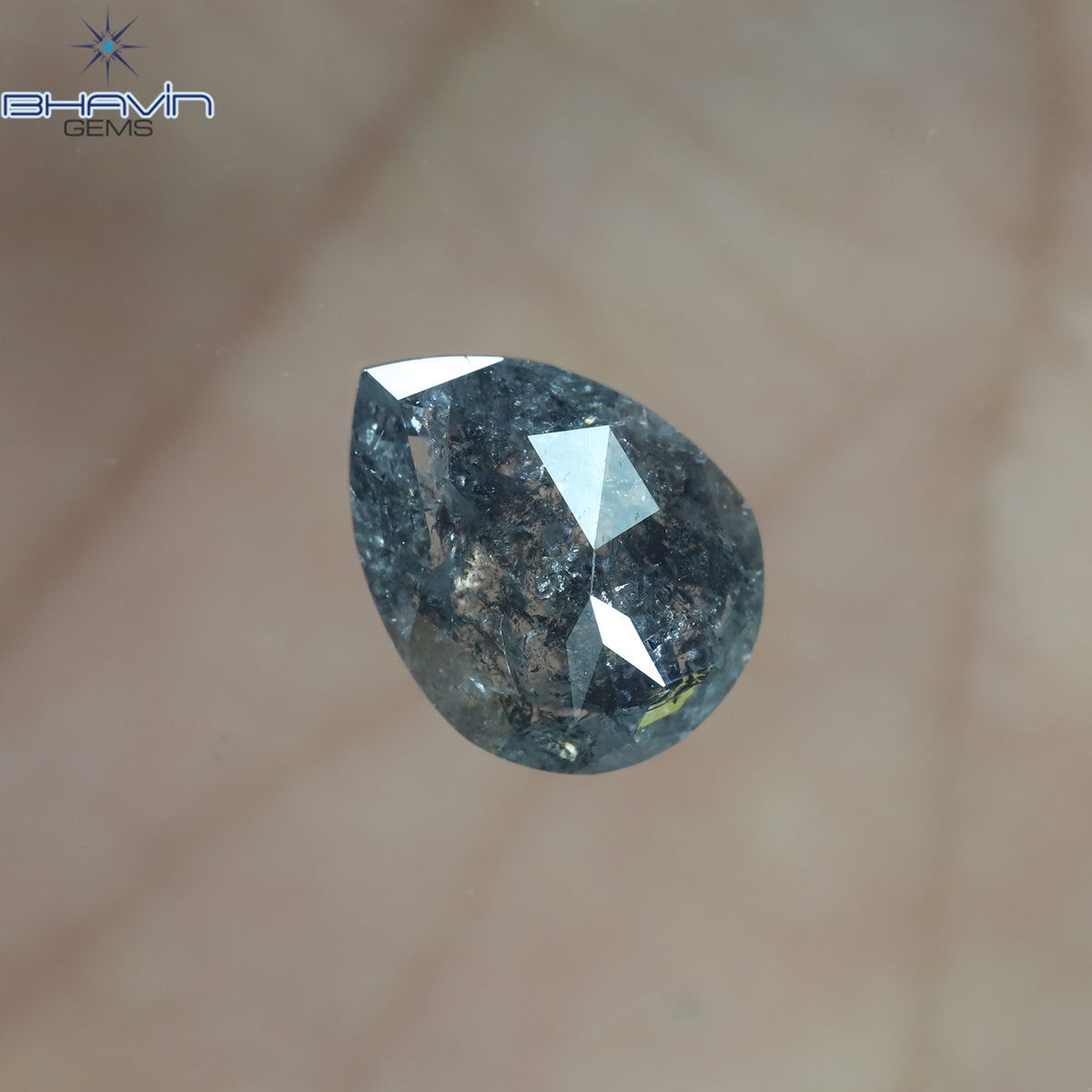 2.07 CT ペアシェイプ ナチュラル ルース ダイヤモンド ソルト アンド ペッパー カラー I3 クラリティ (9.55 MM)