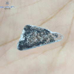 0.93 CT スライス形状 天然ダイヤモンド ソルト アンド ペッパー カラー I3 クラリティ (14.60 MM)