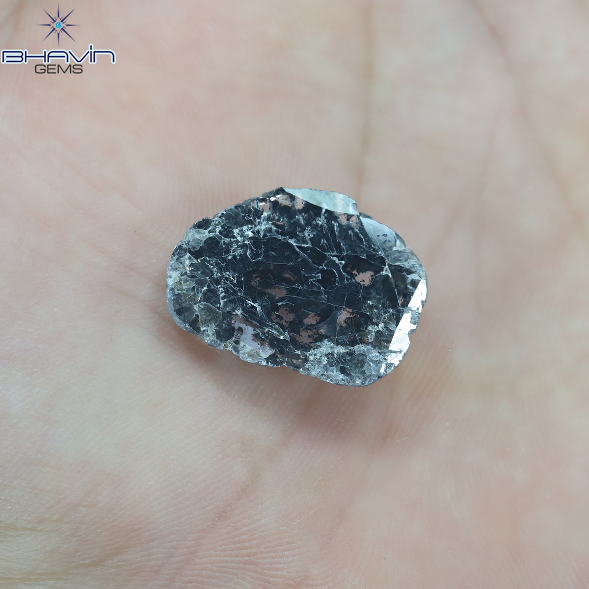 5.84 CT Natural Slice Diamond Salt And Pepper Color Clarity I3 (20.50 MM)