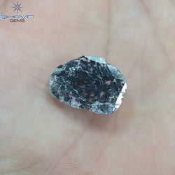 5.84 CT スライス シェイプ ナチュラル ダイヤモンド ソルト アンド ペッパー カラー I3 クラリティ (20.50 MM)