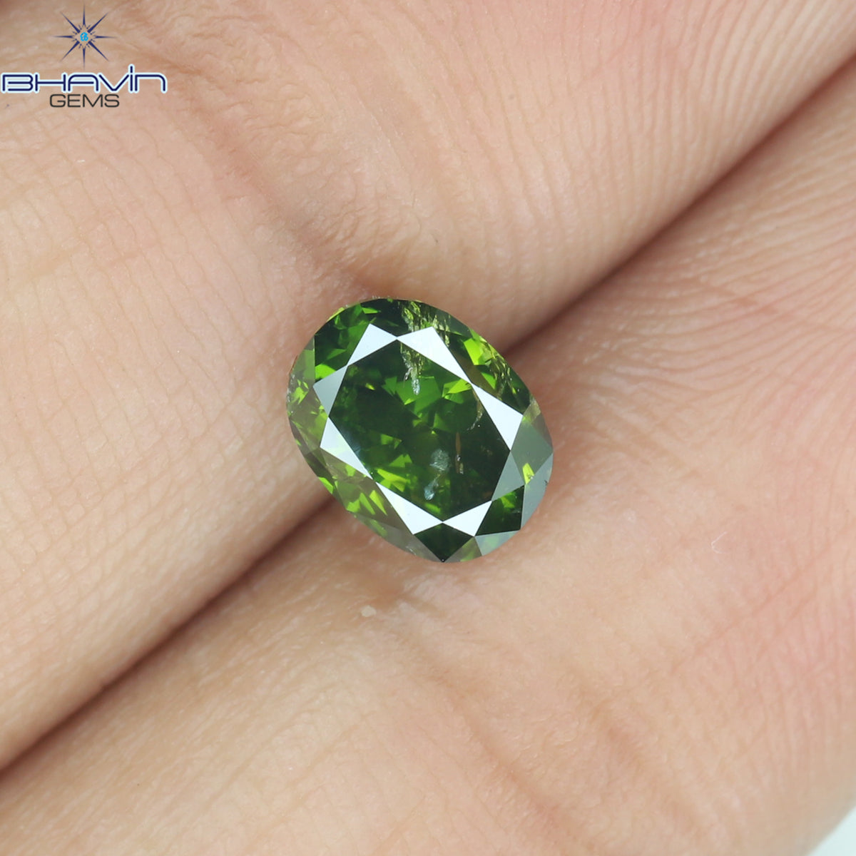 0.15 CT オーバル シェイプ ナチュラル ダイヤモンド グリーン カラー SI1 クラリティ (3.73 MM)