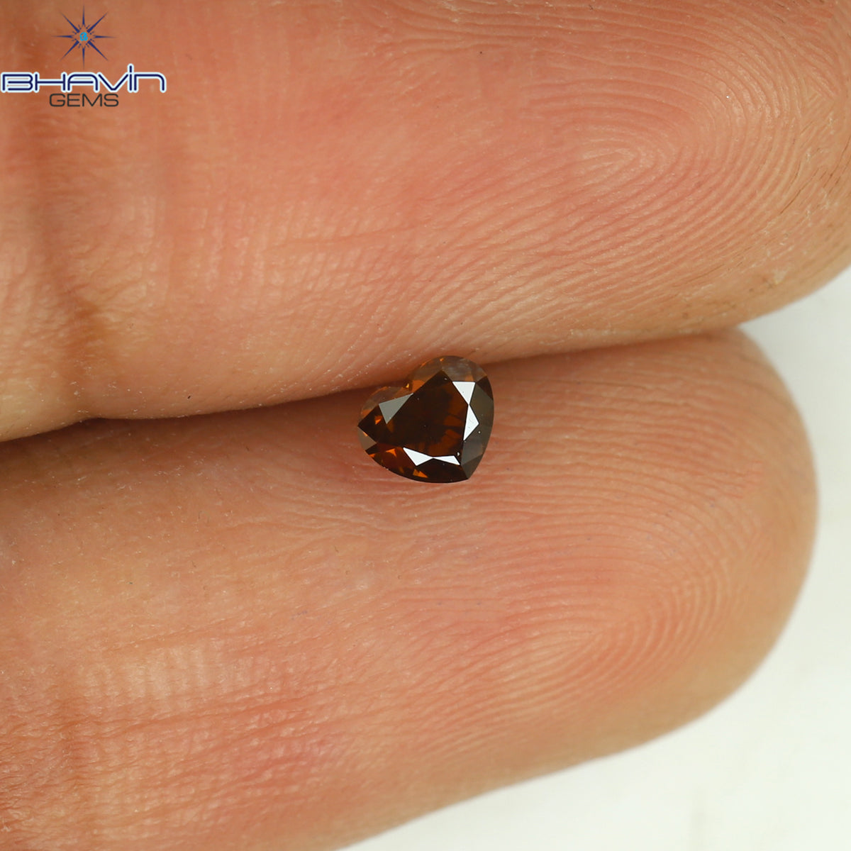 0.22 CT Natural Heart Diamond Enhanced Orange Color Clarity VS2 (3.72 MM)