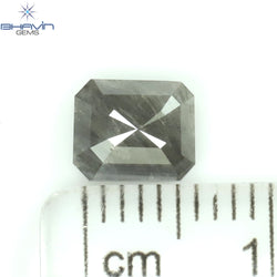 1.23 CT Emerald Shape Natural Diamond Grey Color I3 Clarity (6.60 MM)