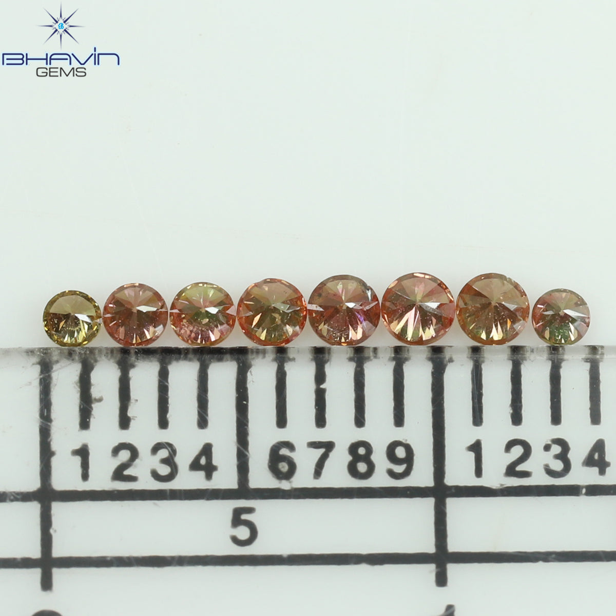 0.18 CT/8 Pcs Natural Round Diamond Enhanced Pink Color Clarity SI (1.90 MM)