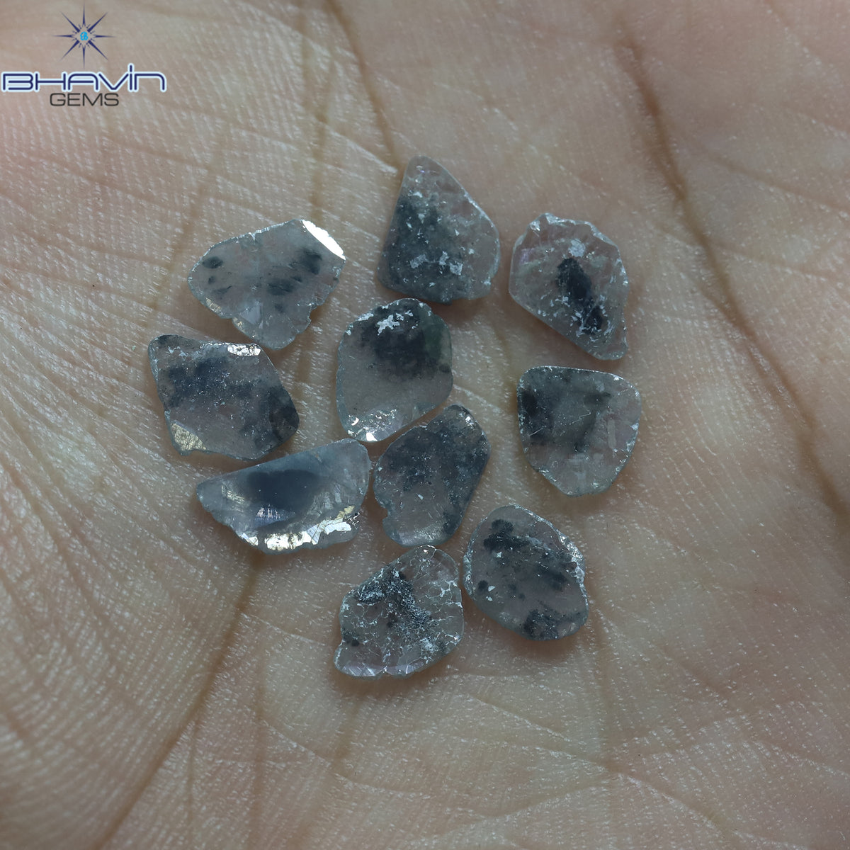 3.64 CT (10 Pcs) Slice Natural Diamond Salt And Pepper Color Clarity I3 (9.10 MM)