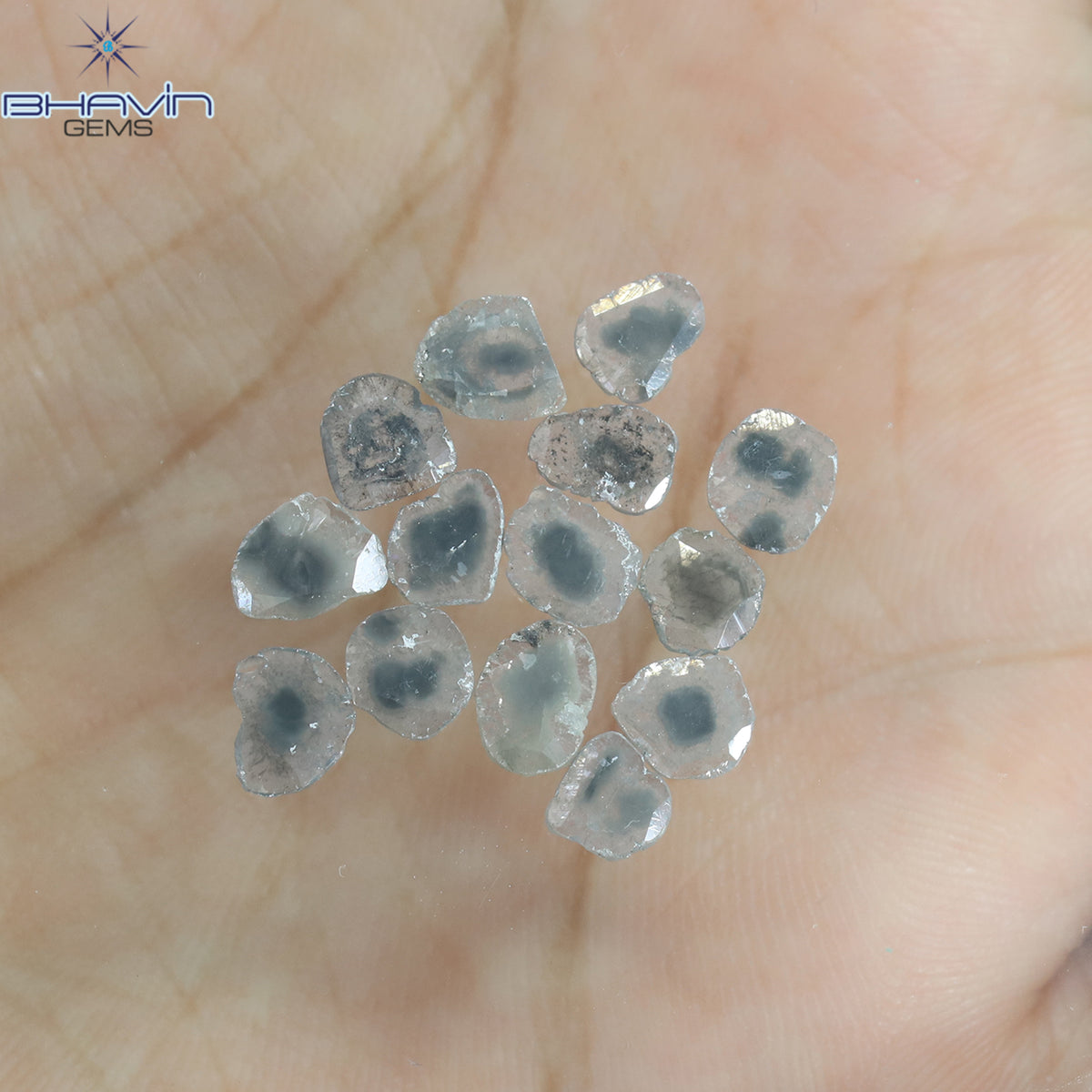3.16 CT (14 Pcs) Slice Natural Diamond Salt And Pepper Color Clarity I3 (6.68 MM)