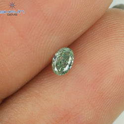 0.14 CT Oval Shape Natural Diamond Green Color SI1 Clarity (3.90 MM)