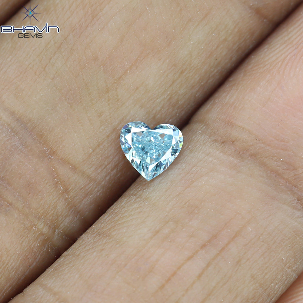 0.31 CT ハートシェイプ 天然ダイヤモンド 緑がかった青色 VS1 クラリティ (4.40 MM)