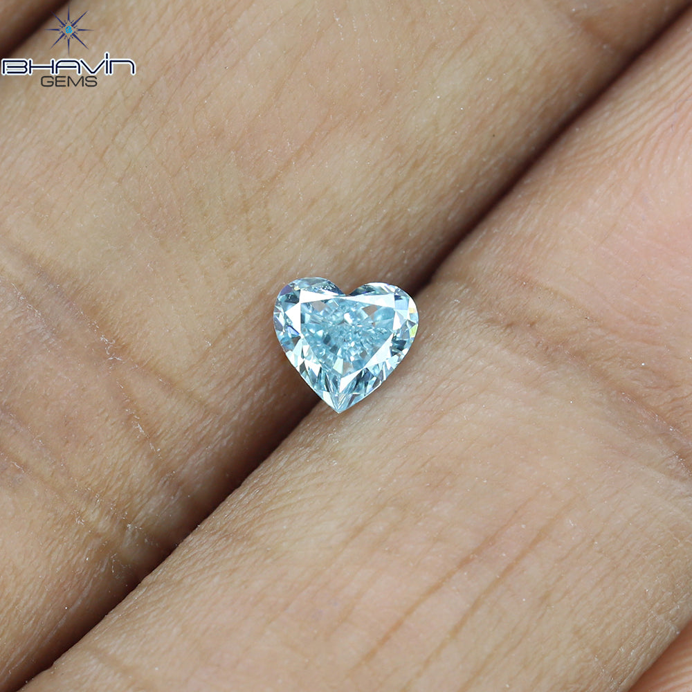 0.31 CT Heart Shape Natural Diamond Greenish Blue Color VS1 Clarity (4.40 MM)
