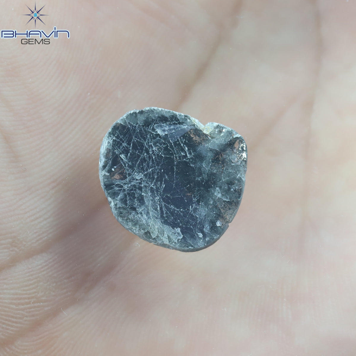 5.27 CT スライス シェイプ ナチュラル ダイヤモンド ソルト アンド ペッパー カラー I3 クラリティ (16.50 MM)