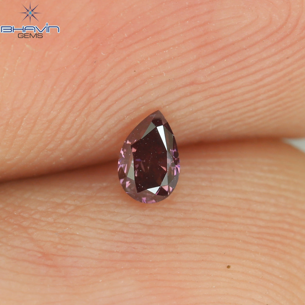 0.09 CT Pear Shape Natural Diamond Pink Color VS1 Clarity (3.45 MM)