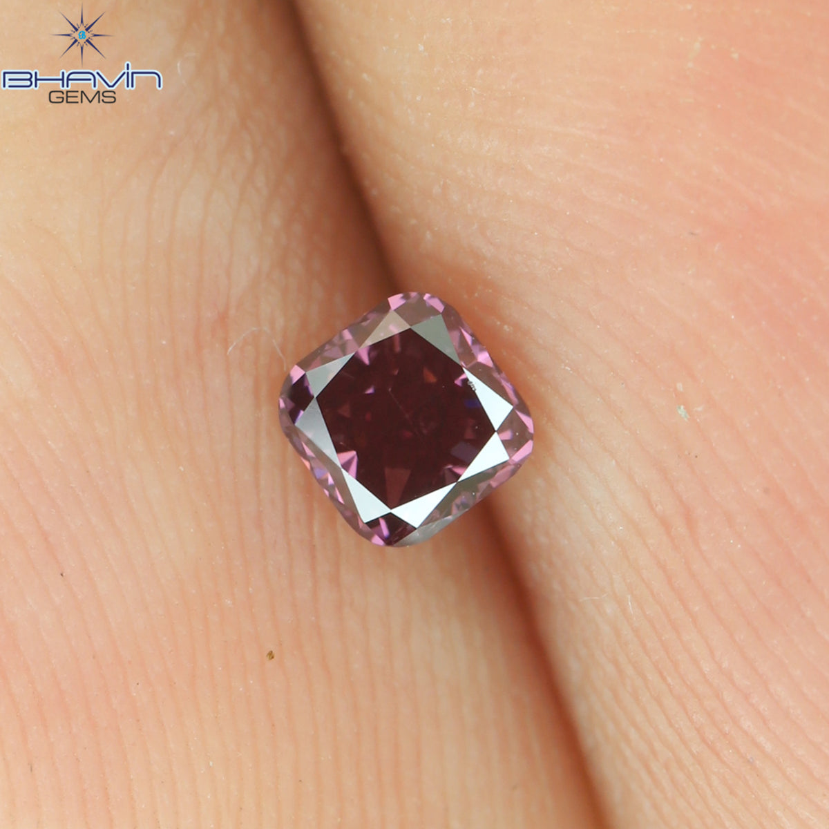 0.18 CT Natural Cushion Diamond Enhanced Pink Color Clarity SI1 (3.09 MM)