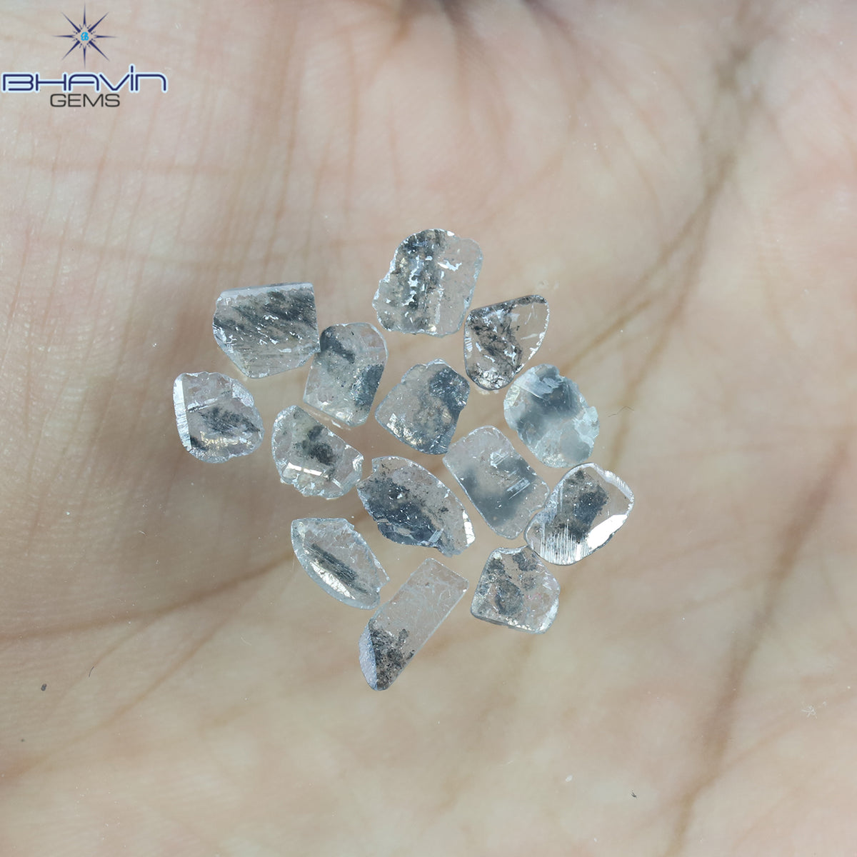 2.60 CT (14 Pcs) Slice Natural Diamond Salt And Pepper Color Clarity I3 (7.98 MM)