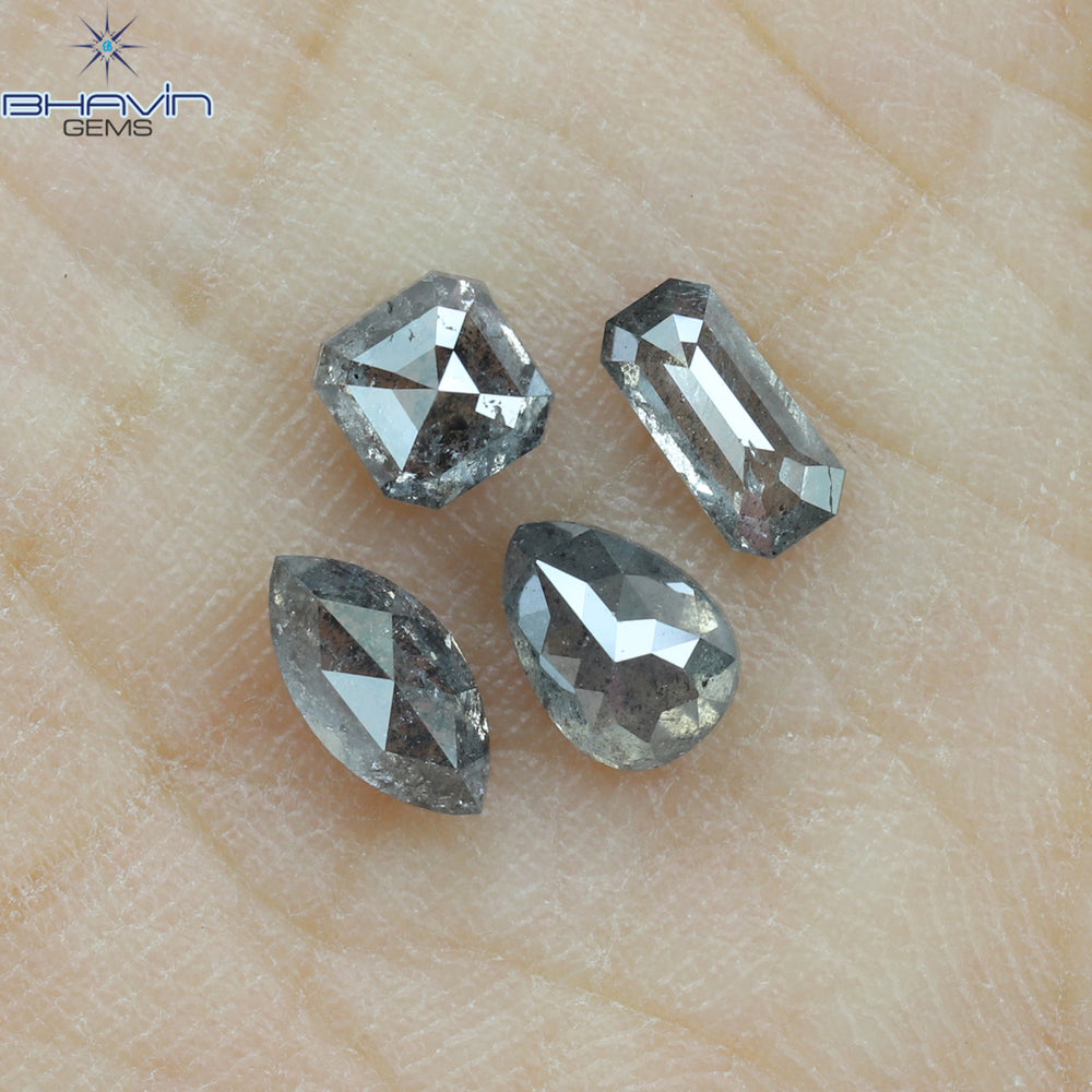 1.26 CT/4 PCS Mix Shape Natural Diamond Salt And pepper Color I3 Clarity (5.94 MM)