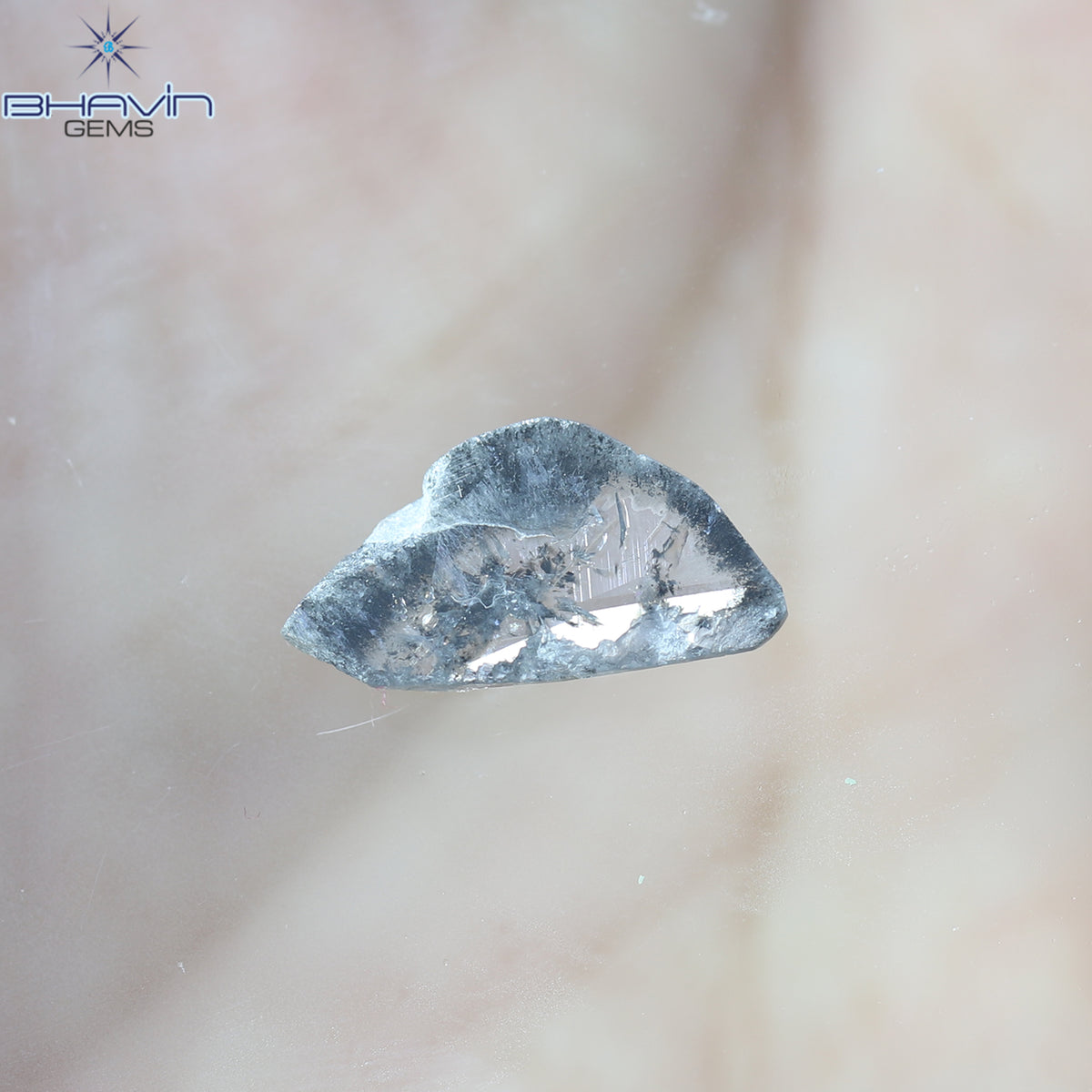 1.39 CT スライス形状 天然ダイヤモンド ソルト アンド ペッパー カラー I3 クラリティ (13.50 MM)