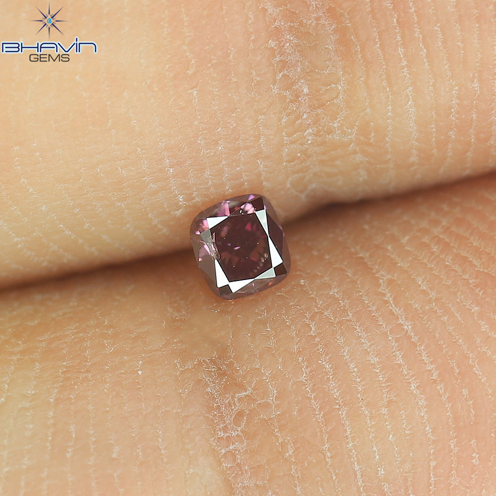 0.10 CT Cushion Natural Diamond Enhanced Pink Color Clarity SI2 (2.66 MM)