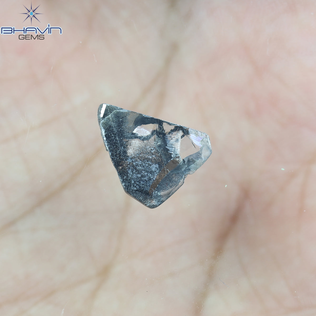 2.08 CT スライス シェイプ ナチュラル ダイヤモンド ソルト アンド ペッパー カラー I3 クラリティ (12.60 MM)
