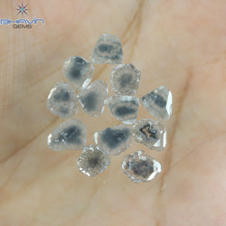 4.05 CT/12 個のスライス形状天然ダイヤモンド ソルト アンド ペッパー カラー I3 クラリティ (8.26 MM)
