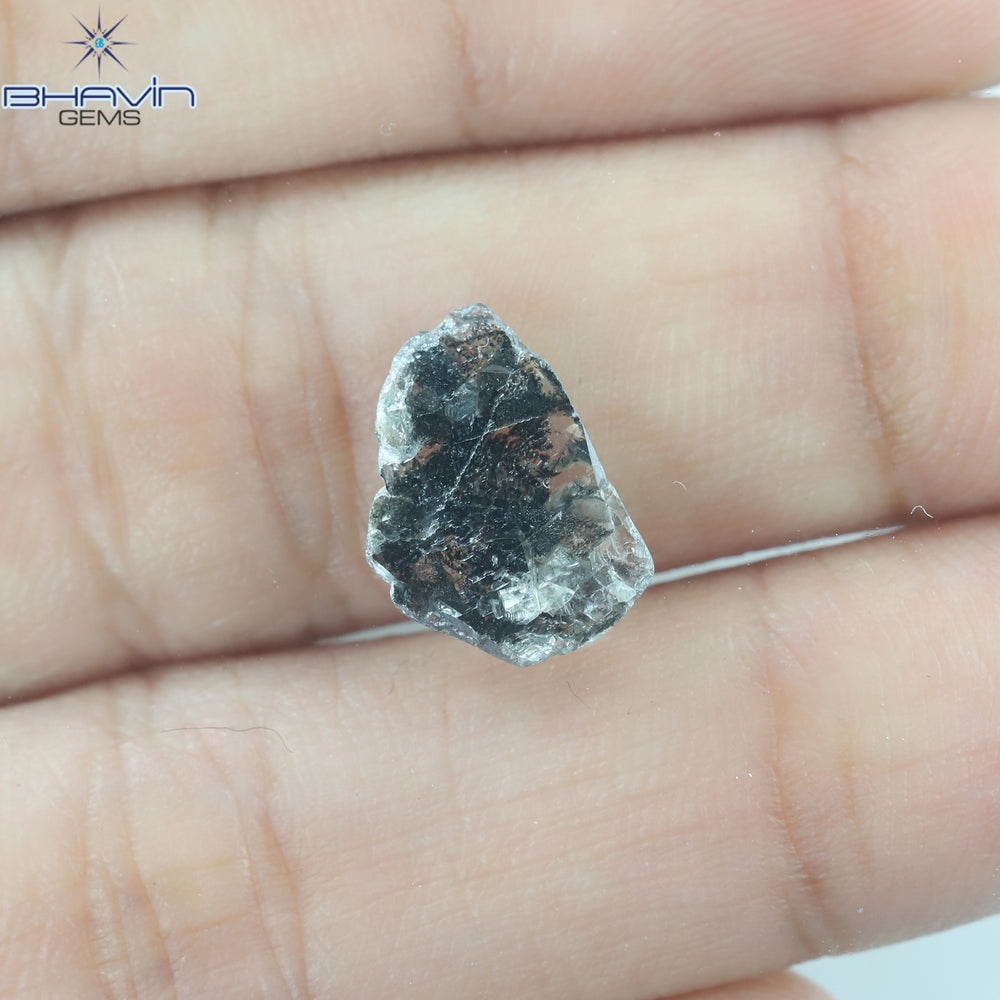 1.29 CT スライス形状 天然ダイヤモンド ソルト アンド ペッパー カラー I3 クラリティ (12.22 MM)