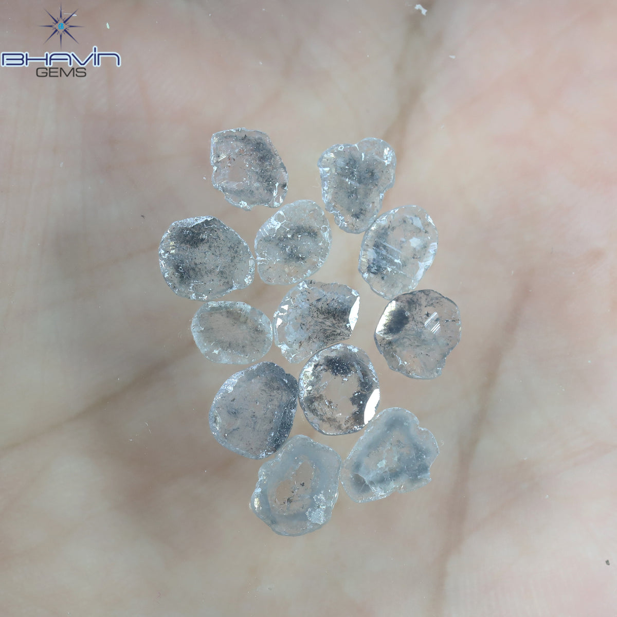 4.32 CT (12 Pcs) Slice Natural Diamond Salt And Pepper Color Clarity I3 (7.74 MM)
