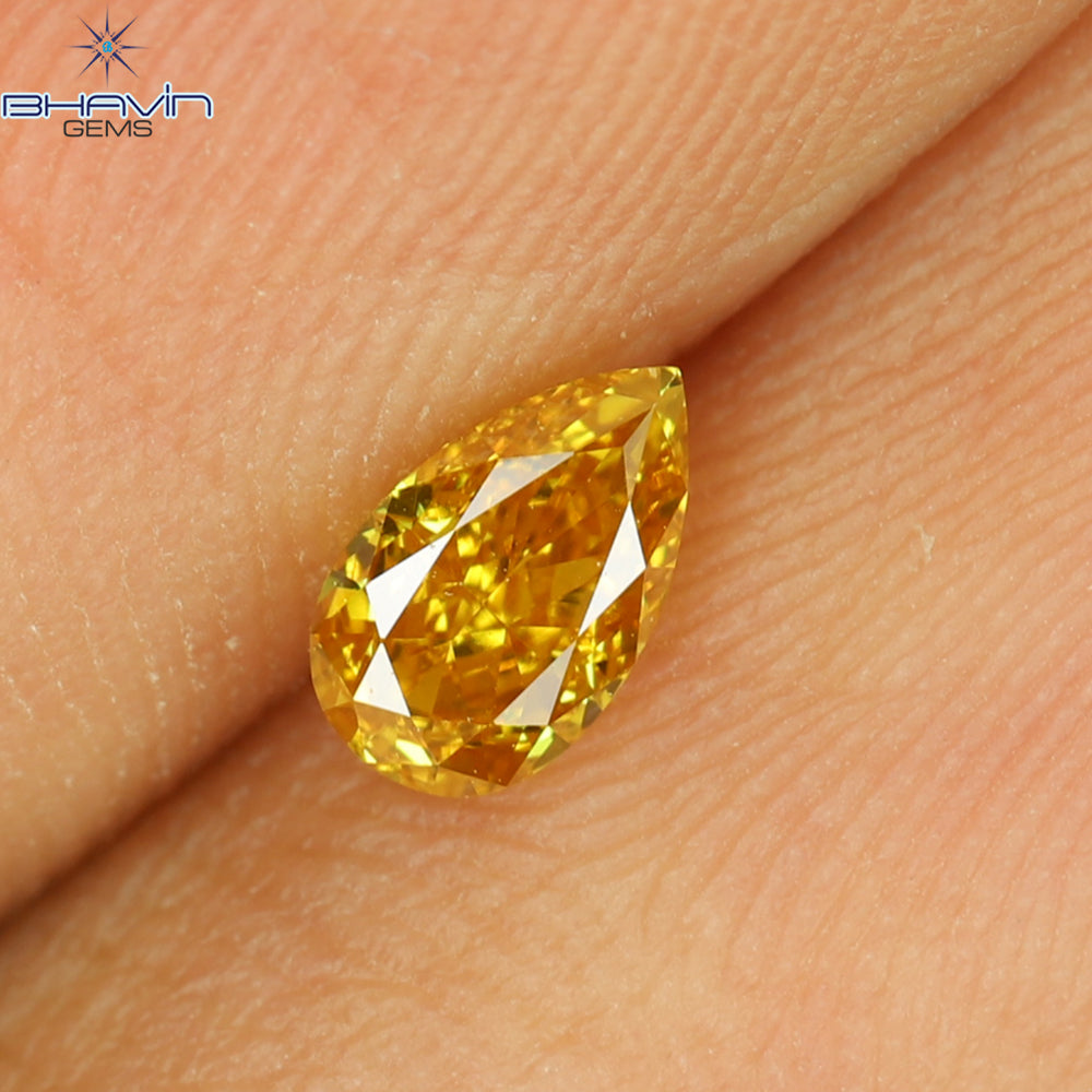 0.28 CT ペアシェイプ ナチュラル ダイヤモンド 強化オレンジ色 VS1 クラリティ (5.13 MM)