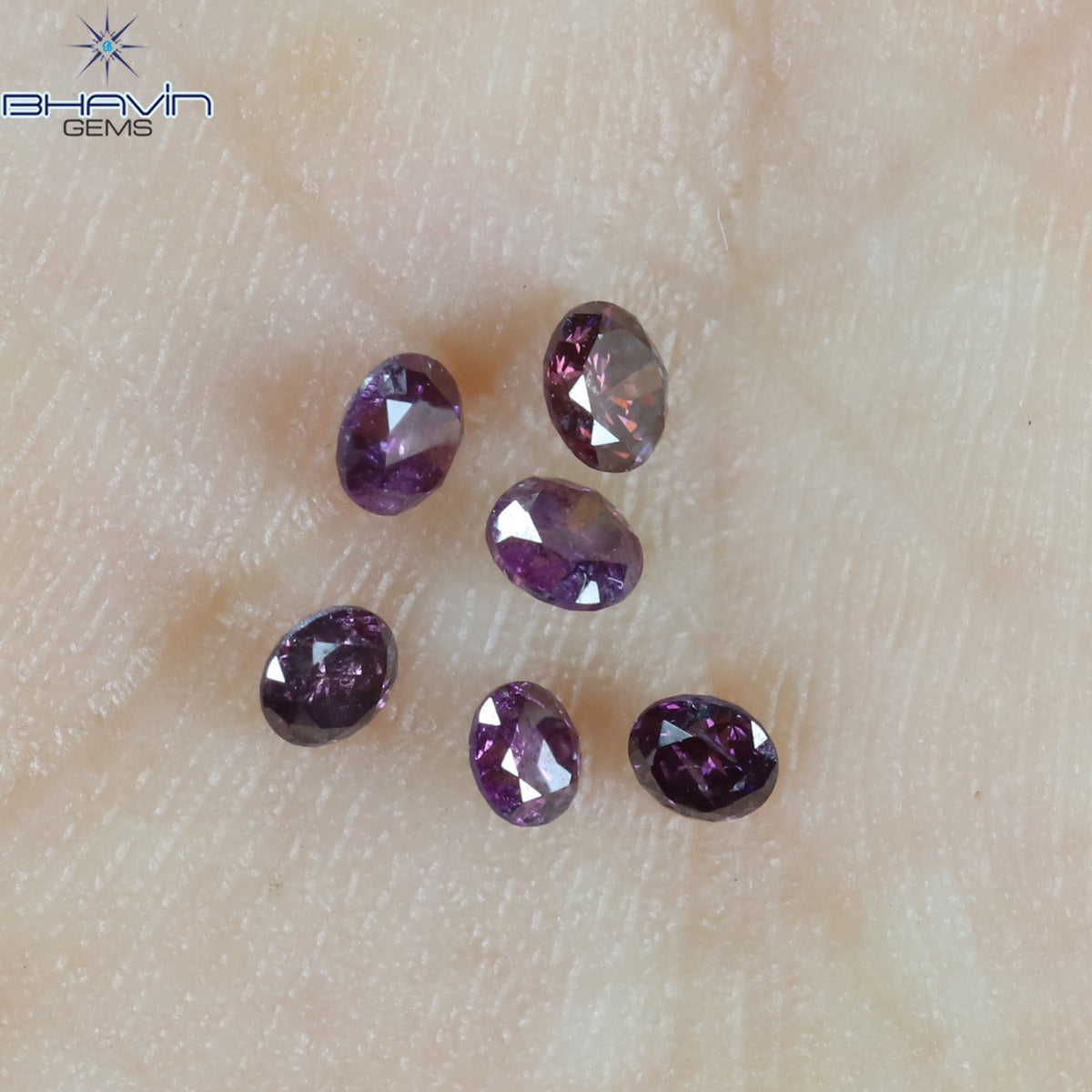 0.26 CT/6 Pcs Natural Round Diamond Enhanced Pink Color Clarity I1 (2.25 MM)