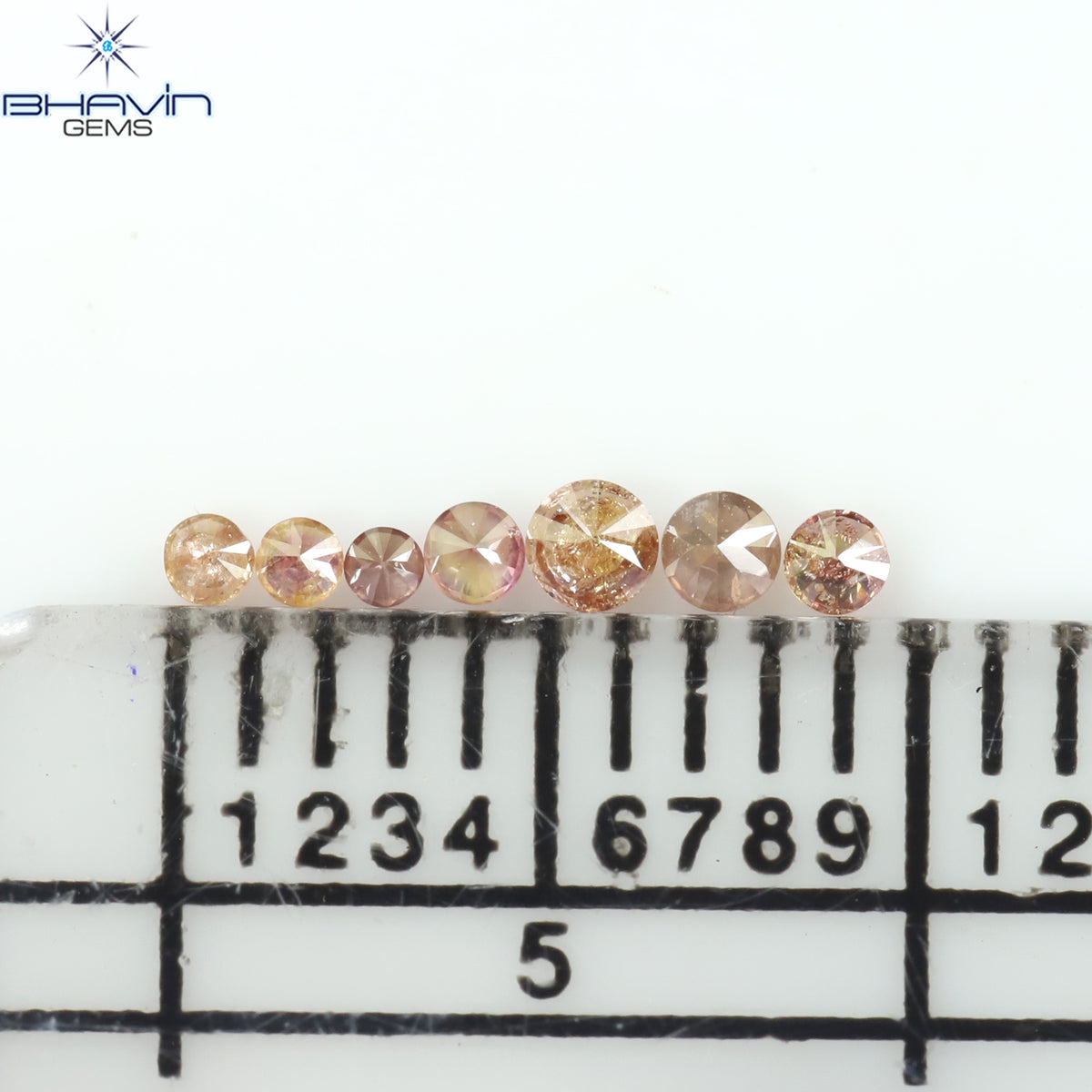 0.09 CT/7 ピース ラウンド シェイプ ナチュラル ルース ダイヤモンド ピンク カラー I3 クラリティ (1.75 MM)