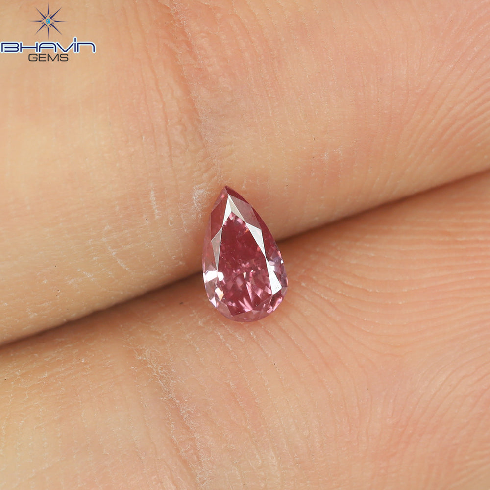 0.23 CT Natural Pear Diamond Enhanced Pink Color Clarity VS1 (5.64 MM)
