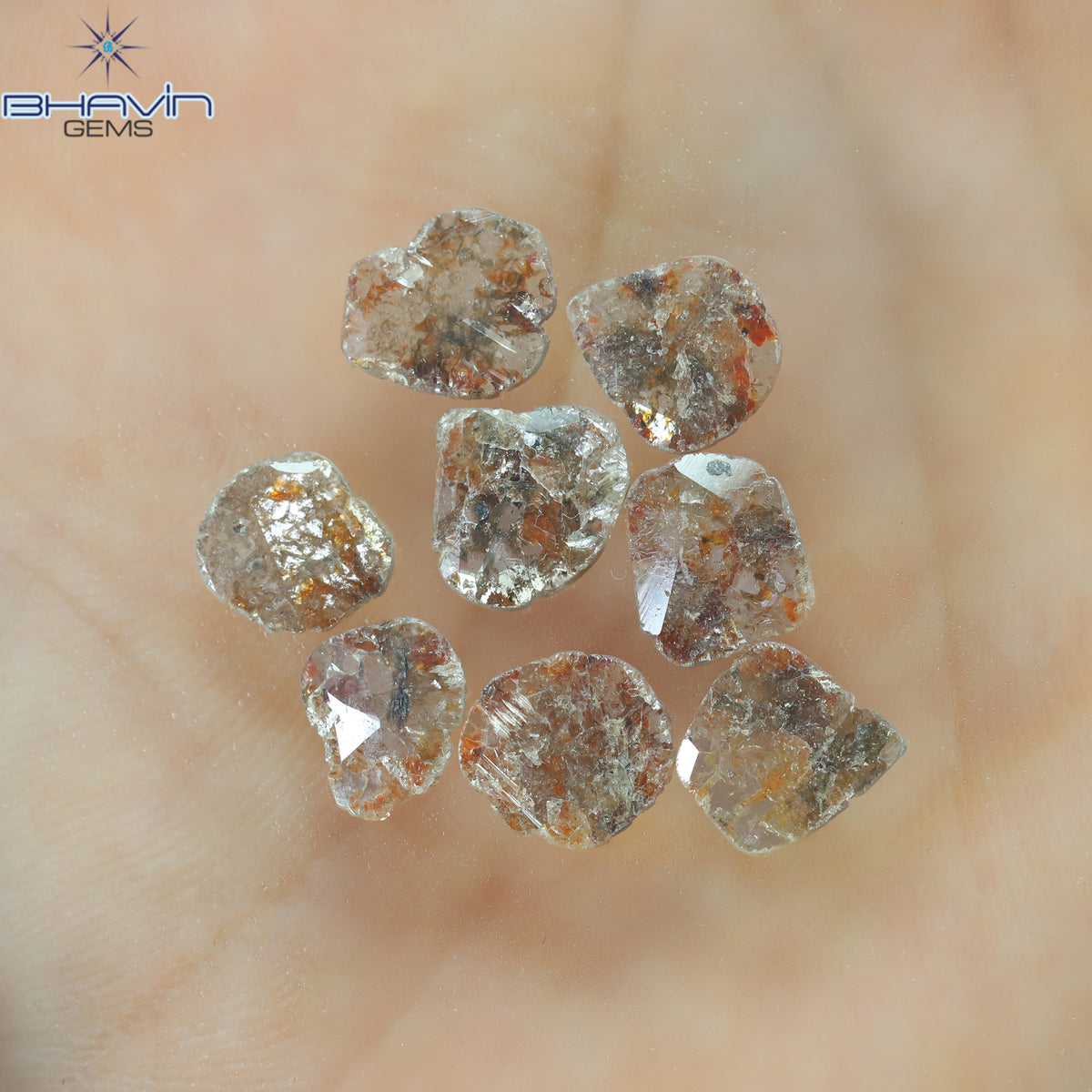 5.09 CT (8 Pcs) Slice Natural Diamond Brown Color Clarity I3 (9.26 MM)