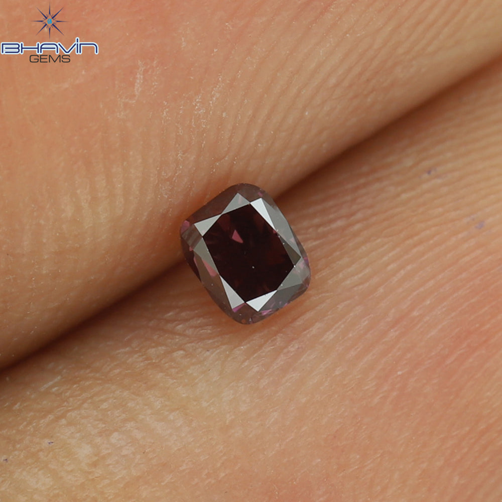 0.14 CT クッション シェイプ ナチュラル ルース ダイヤモンド 強化ピンク色 VS2 クラリティ (2.90 MM)