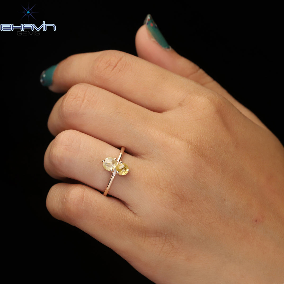 Round Rose Cut Yellow Color Natural Diamond Ring Gold Ring Engagement