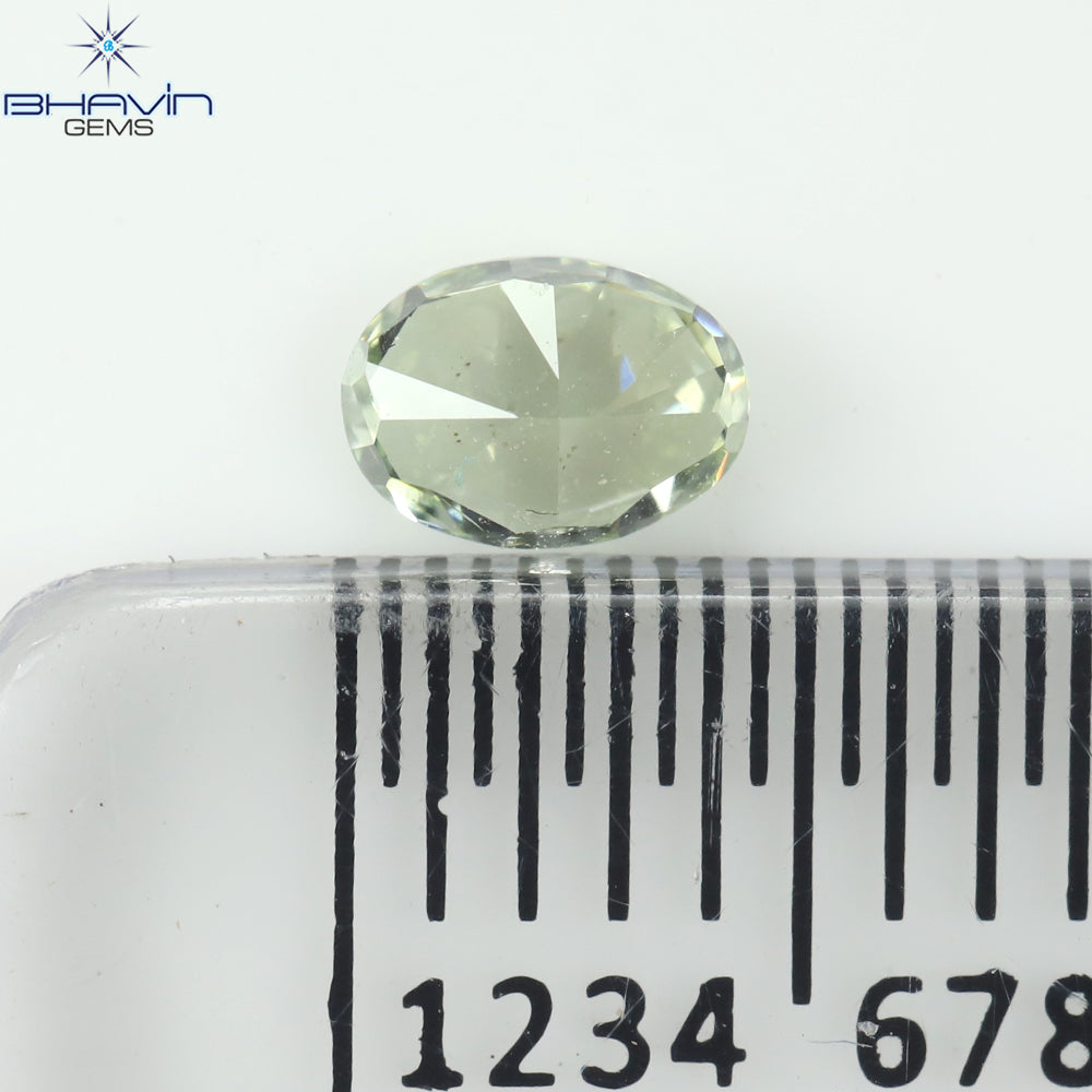0.26 CT オーバルシェイプ ナチュラル ダイヤモンド ブルーイッシュ グリーン カラー VS1 クラリティ (4.42 MM)