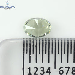 0.26 CT オーバルシェイプ ナチュラル ダイヤモンド ブルーイッシュ グリーン カラー VS1 クラリティ (4.42 MM)