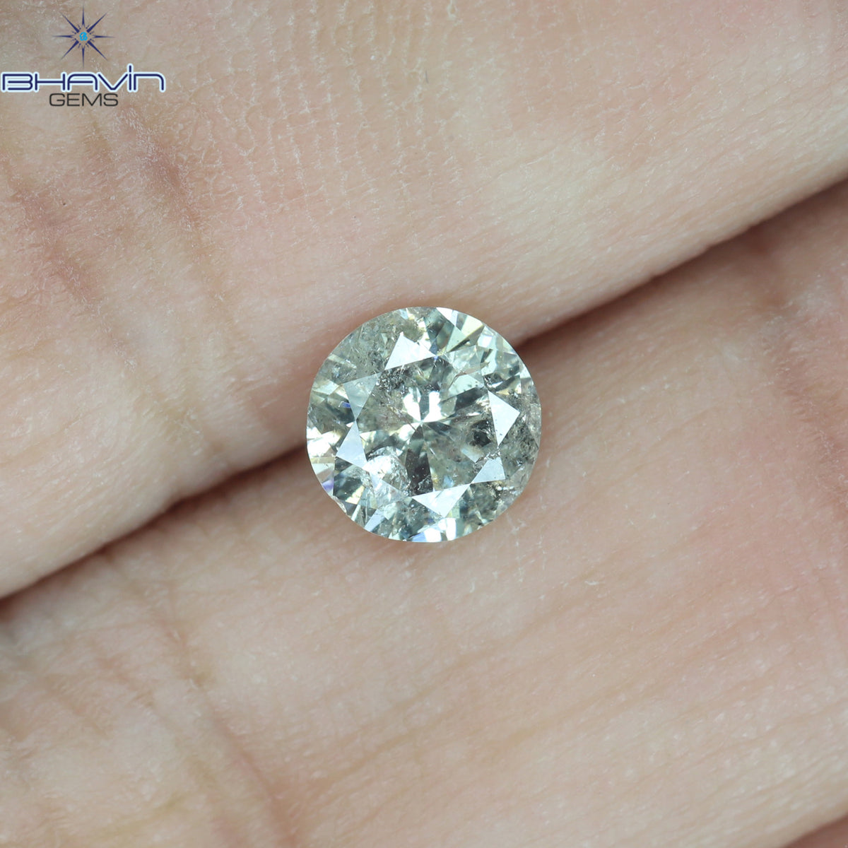 0.63 CT ラウンド シェイプ ナチュラル ルース ダイヤモンド ソルト アンド ペッパー カラー I2 クラリティ (5.55 MM)