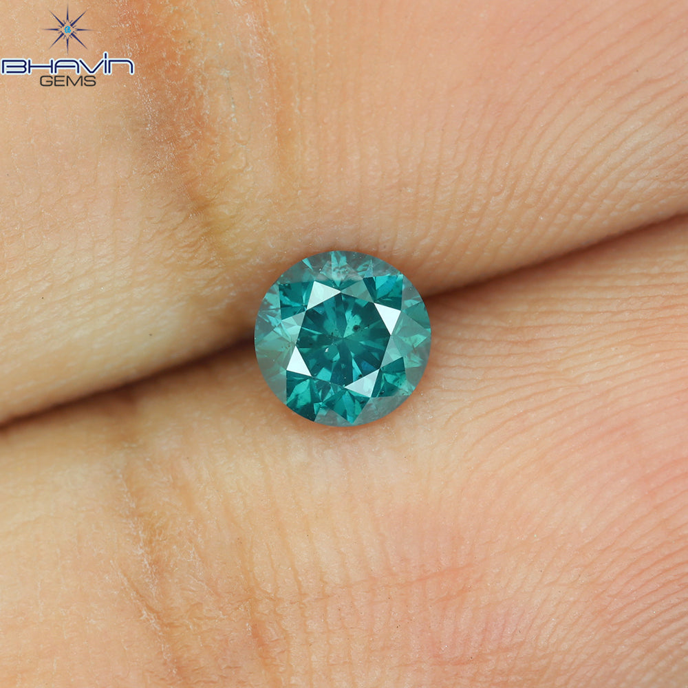 0.39 CT Natural Round Diamond Enhanced Blue Color Clarity SI1 (4.45 MM)