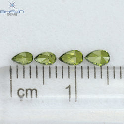 0.35 CT/4 ピース ペアシェイプ ナチュラル ダイヤモンド グリーン カラー SI クラリティ (3.91 MM)