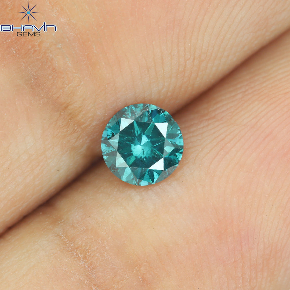 0.40 CT ラウンド シェイプ ナチュラル ダイヤモンド ブルー カラー SI1 クラリティ (4.65 MM)
