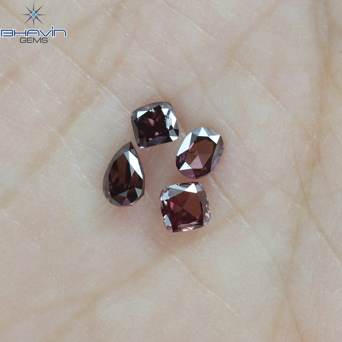 0.42 CT/4 Pcs Natural Mix Diamond Enhanced Pink Color Clarity SI (3.83 MM)