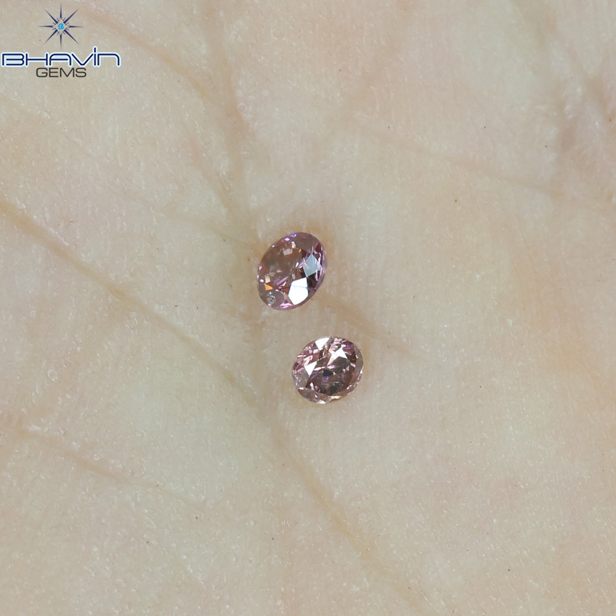0.08 CT/2 Pcs Natural Round Diamond Enhanced Pink Color Clarity I1 (2.10 MM)