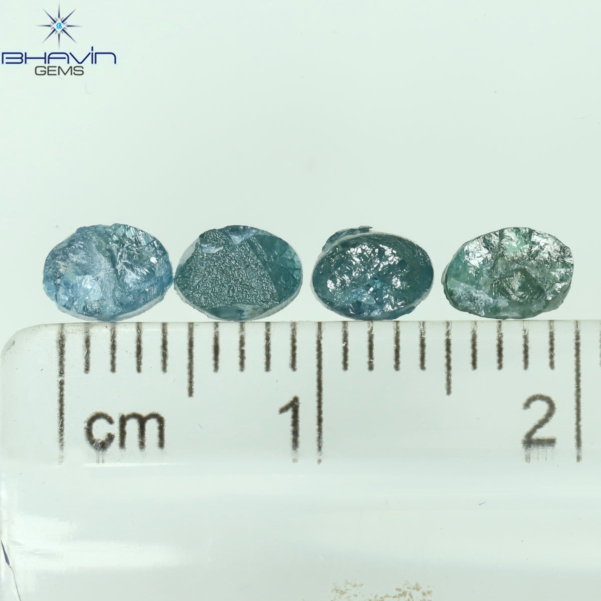 1.05 CT、ノーカット ポルキ シェイプ、天然ダイヤモンド、ブルー カラー、I3 クラリティ (5.42 MM)