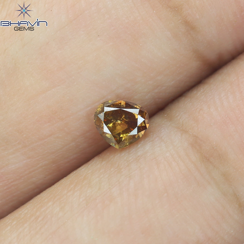 0.31 CT Natural Heart Diamond Enhanced Brown Color Clarity I1 (4.26 MM)