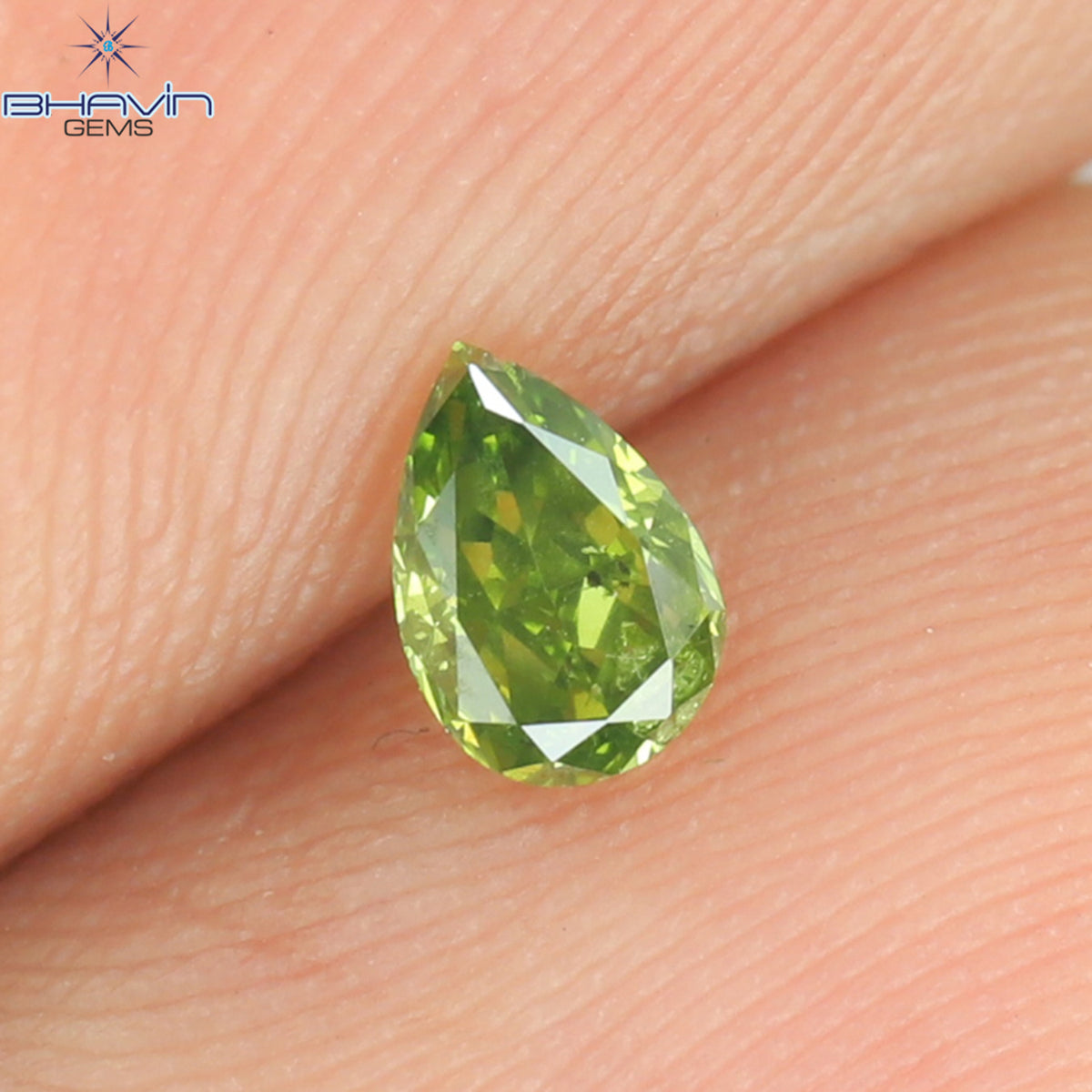 0.15 CT Natural Pear Diamond Enhanced Green Color Clarity SI1 (4.12 MM)