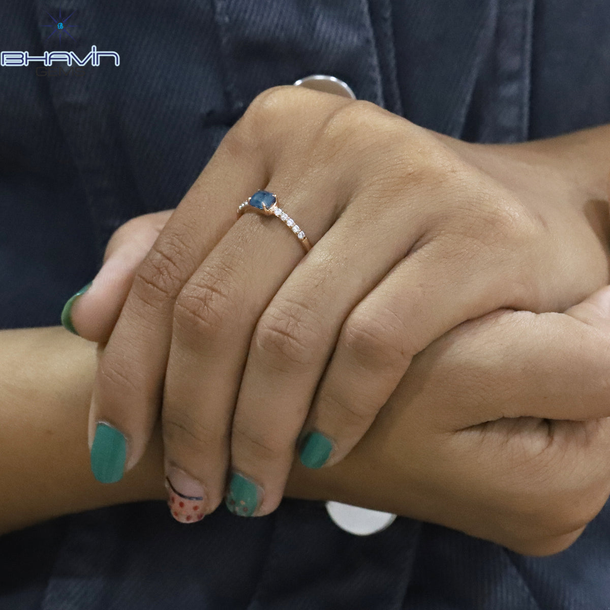 Emerald Diamond, Blue Diamond, Natural Diamond Ring, Engagement Ring, Wedding Ring, Diamond Ring